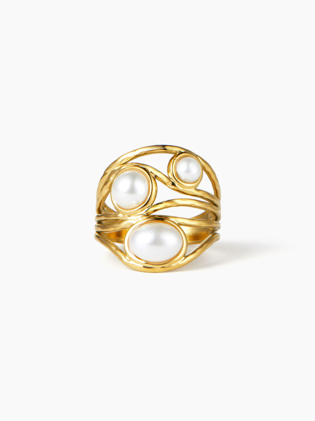 Edelstein 18K Vergoldeter Edelstahl Offener Ring