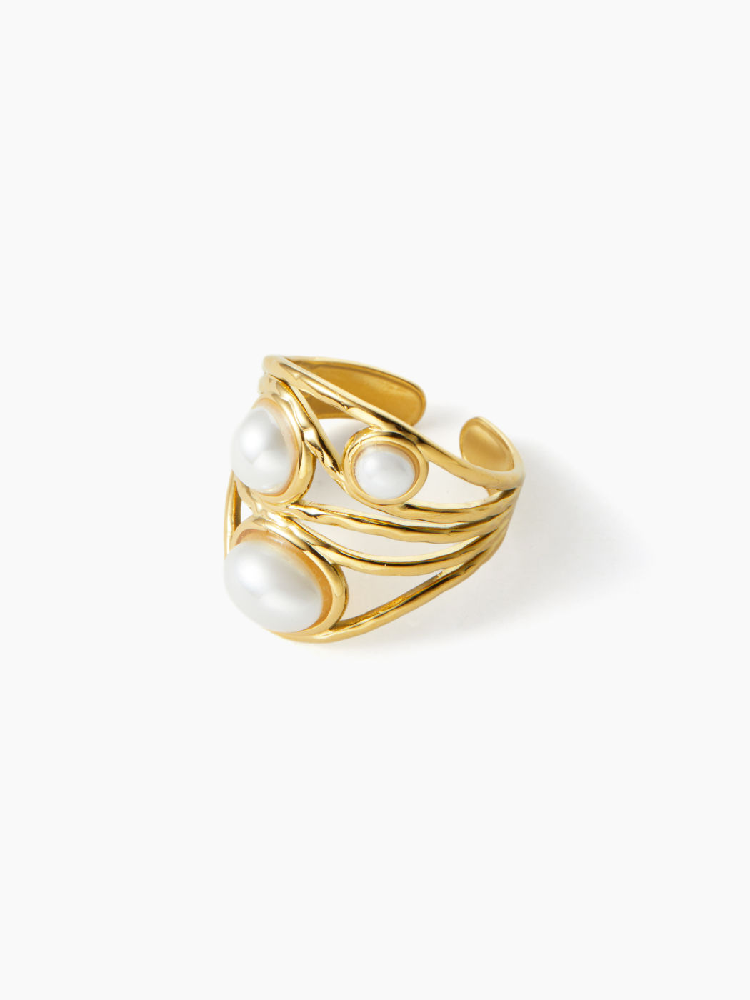 Edelstein 18K Vergoldeter Edelstahl Offener Ring