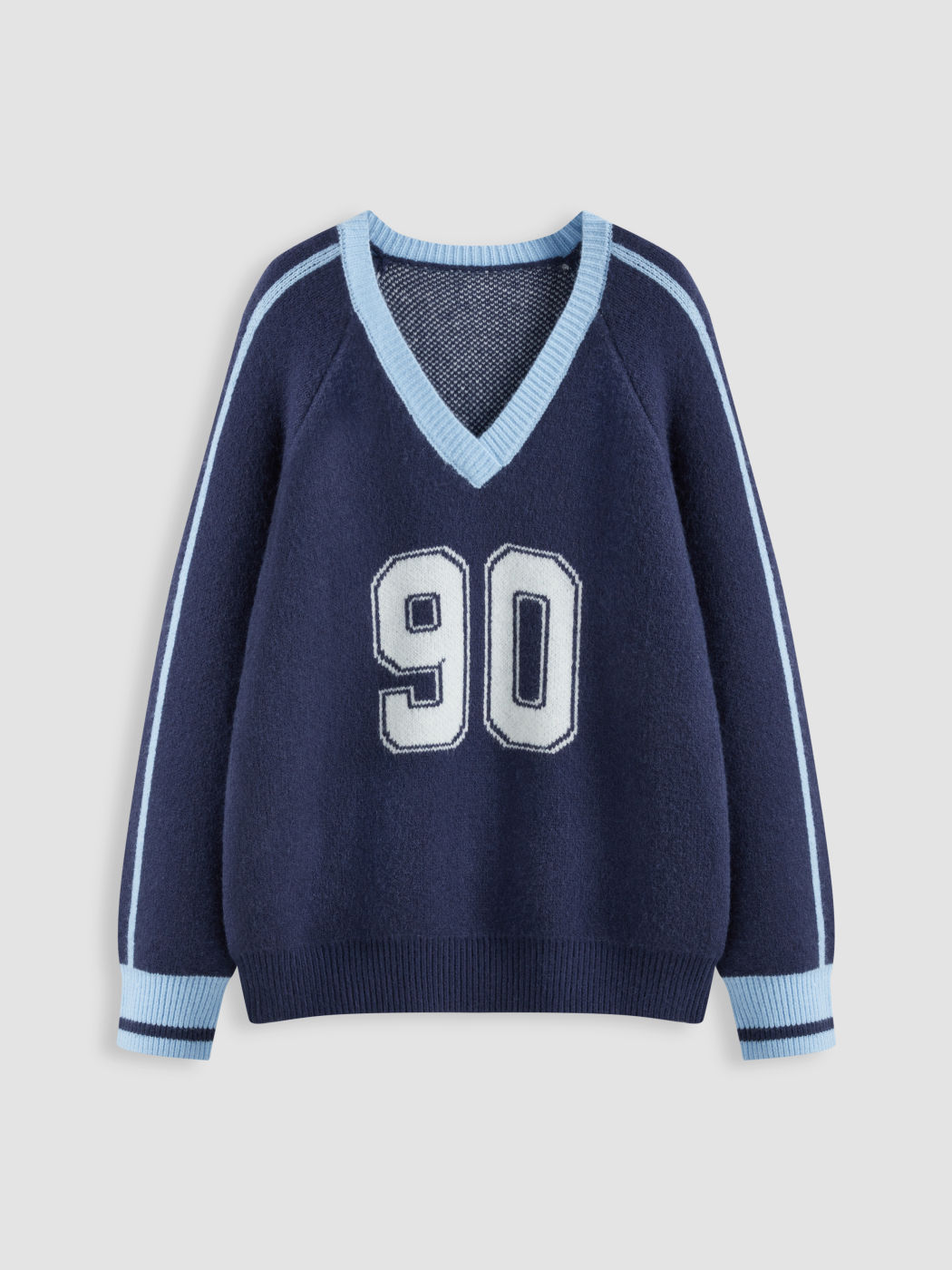 90 Knit V-neck Graphic Contrasting Binding Top