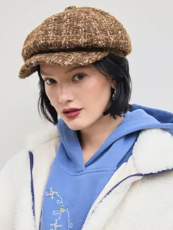 Wool-like fabrics Wool-look Boat Neck Plaid Ruffle Hem Mini Dress For School