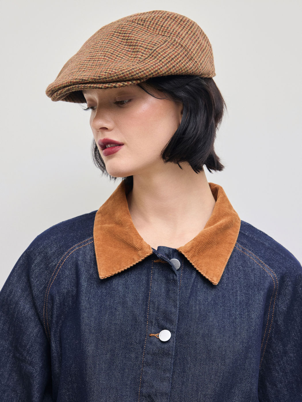 PLAID NEWSBOY HAT