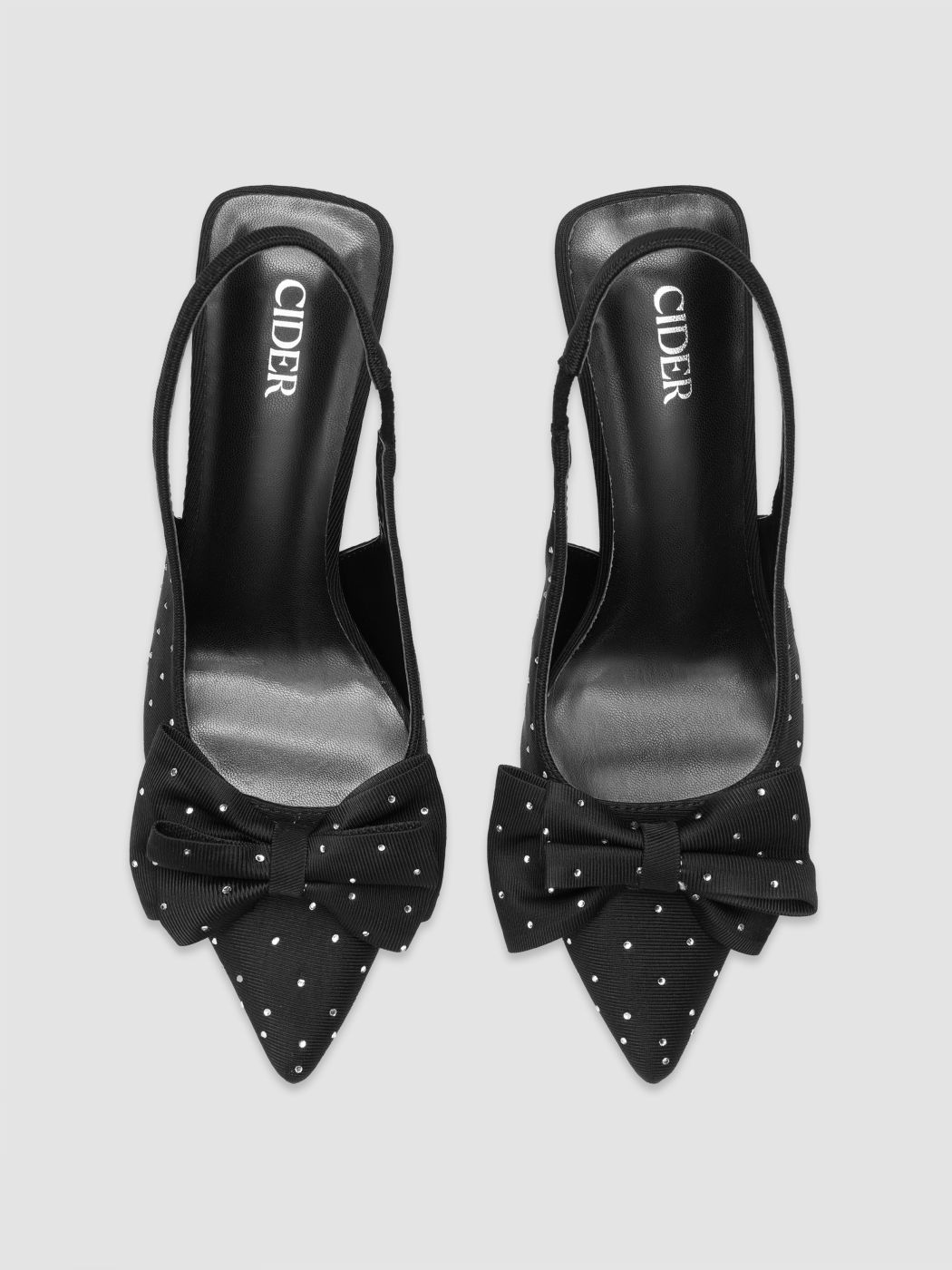 RHINESTONE SATIN SLINGBACK HEELS