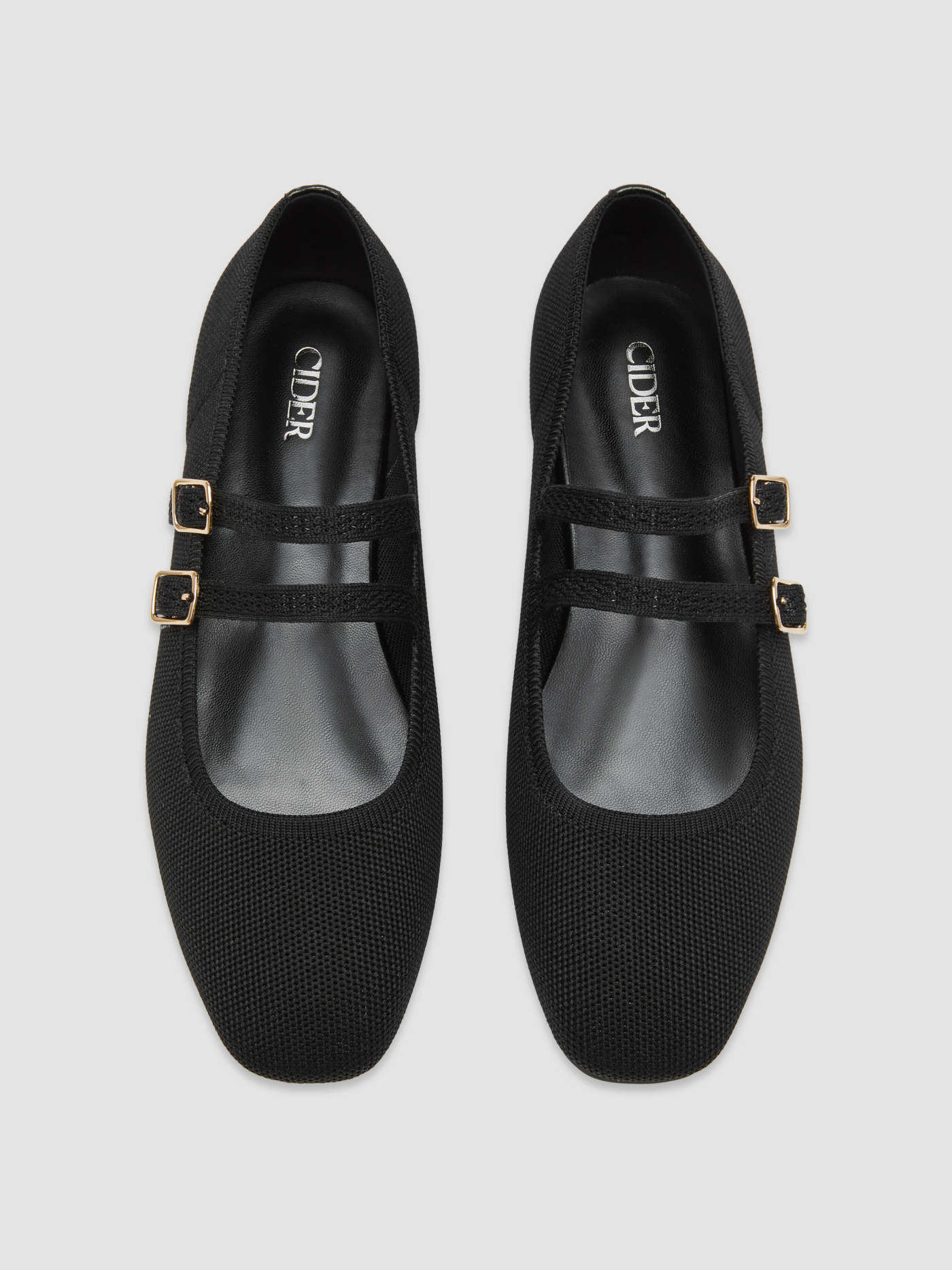 DOUBLE STRAP KNITTED MARY JANE FLATS