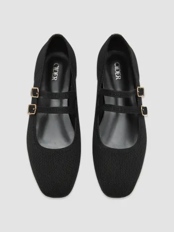 Ballerines Mary Jane en maille à double bretelle