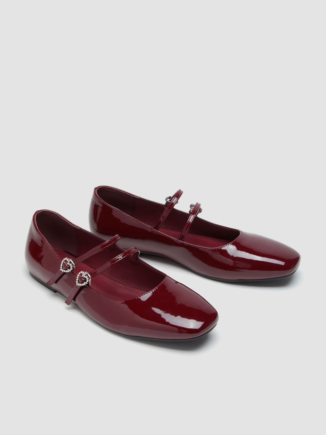 Herz & Strass Deko Doppelriemen Mary Jane Flats