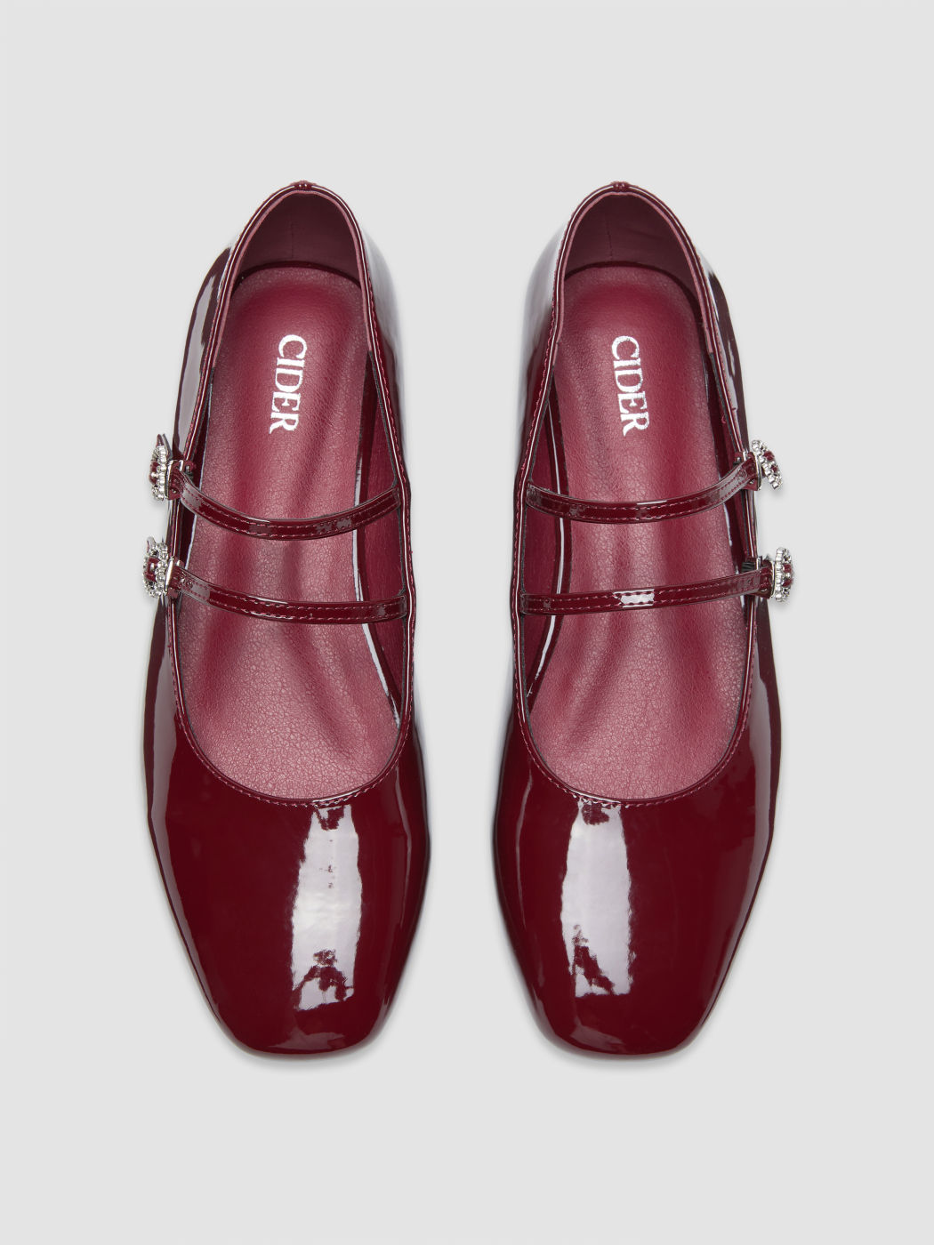 Herz & Strass Deko Doppelriemen Mary Jane Flats