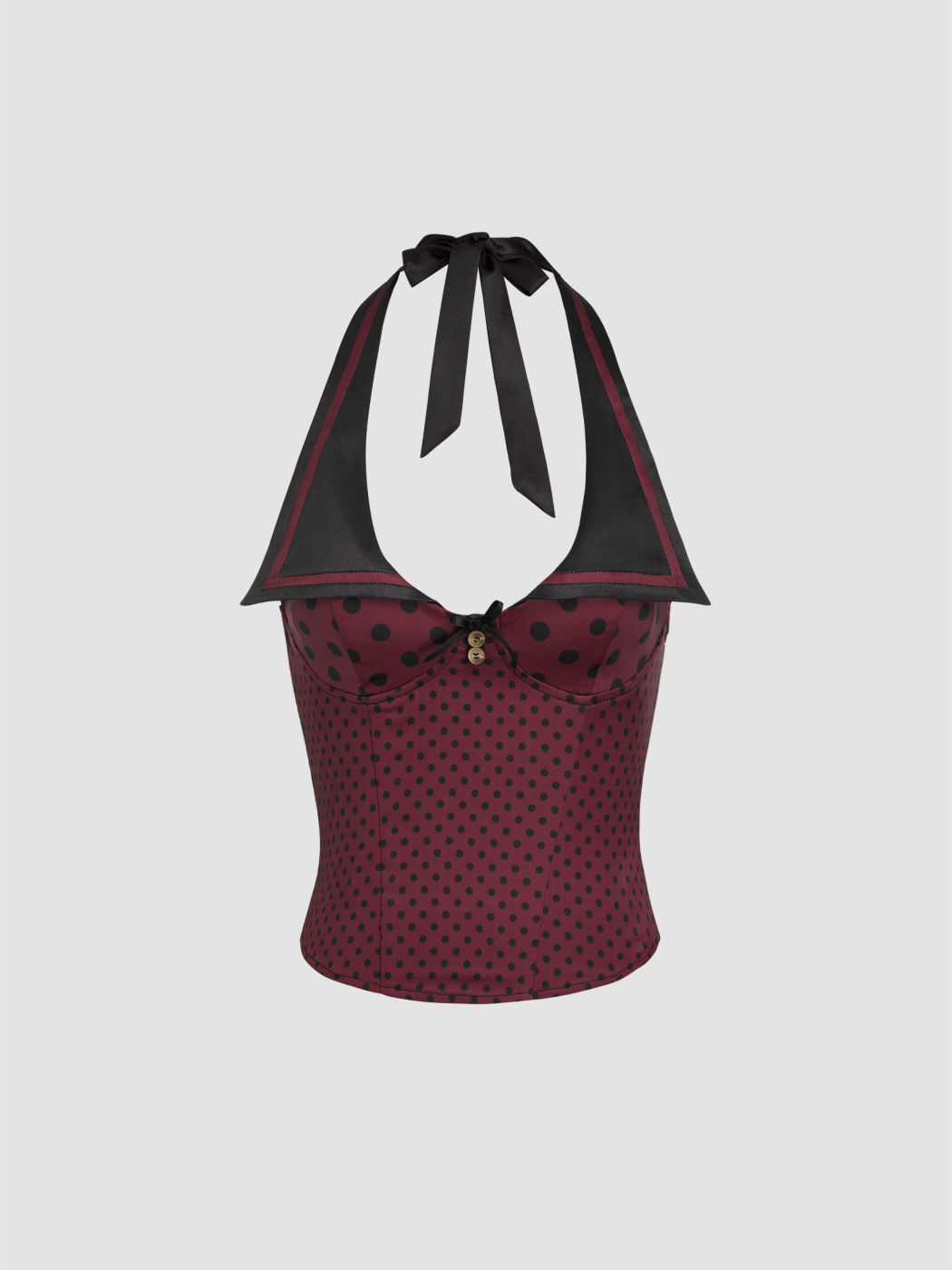 Halter-Ausschnitt Punkte Bows Top