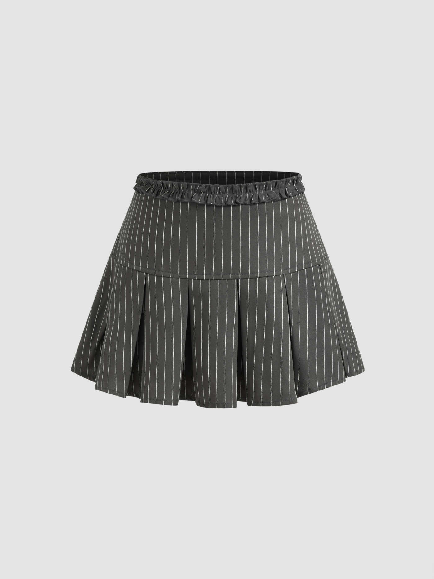 Mid Rise Stripe Pleated Mini Skirt