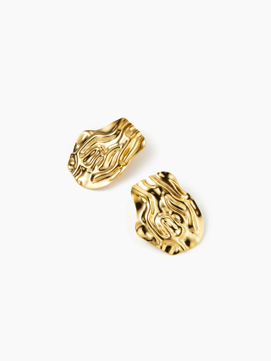 TEXTURED 18K GOLD PLATED STAINLESS STEEL STUD EARRINGS