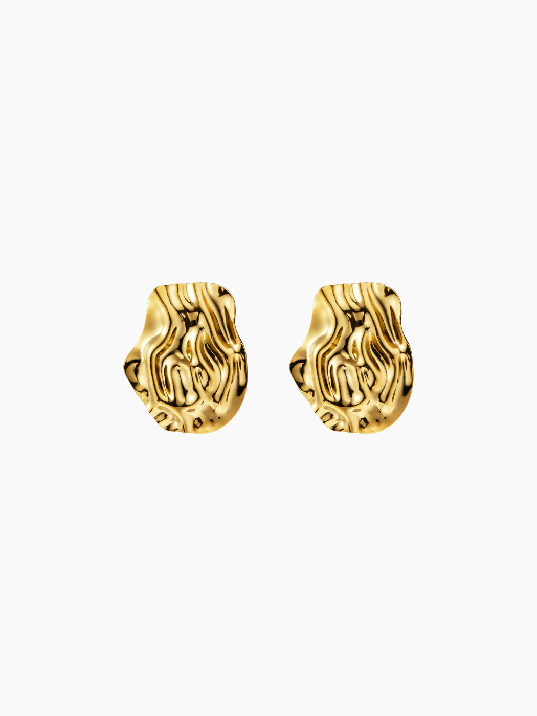 TEXTURED 18K GOLD PLATED STAINLESS STEEL STUD EARRINGS