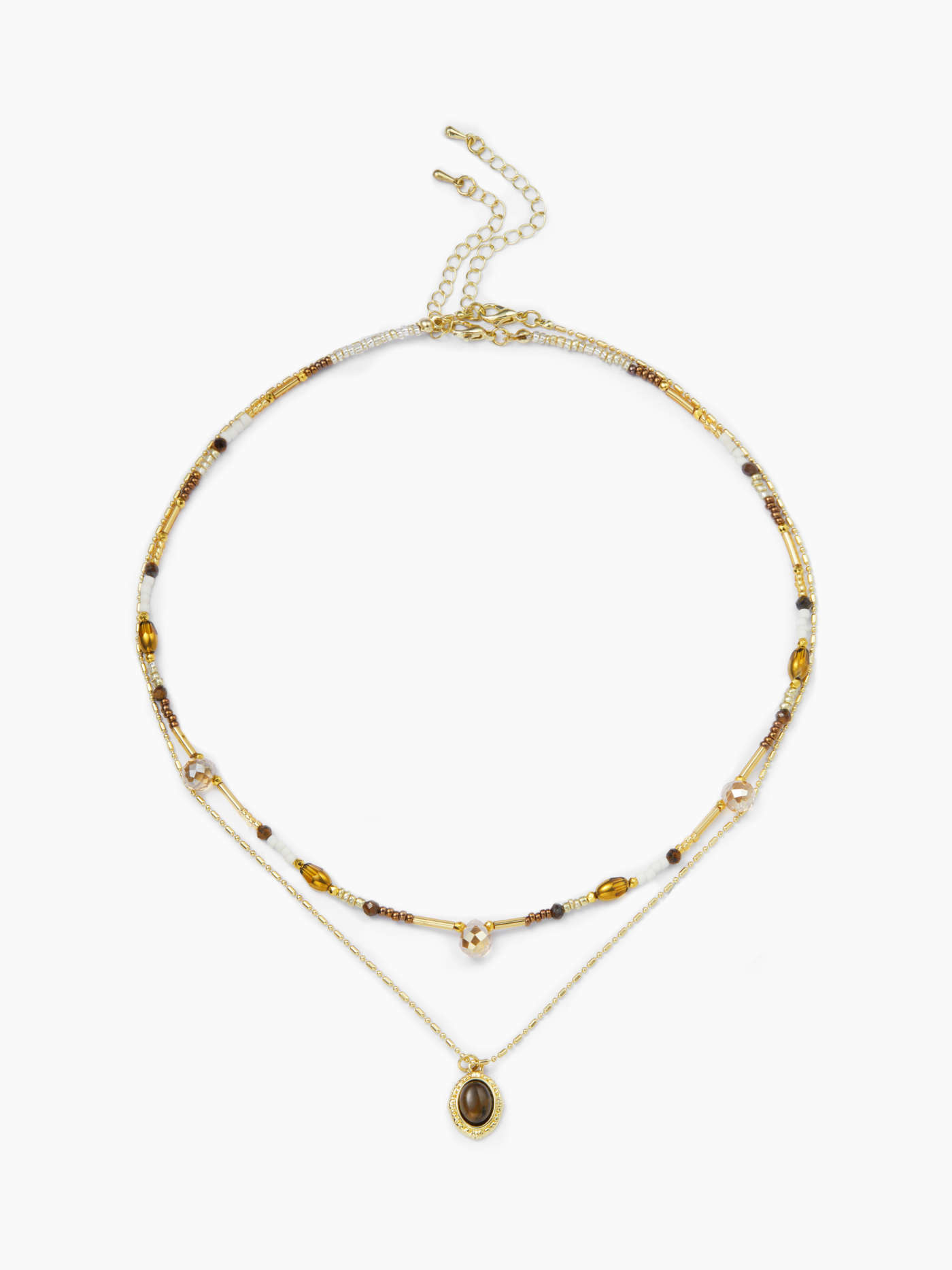 ROUND BEADED PENDANT LAYERED NECKLACE