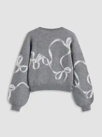 Oversized Strickpullover mit Schleifenmotiv