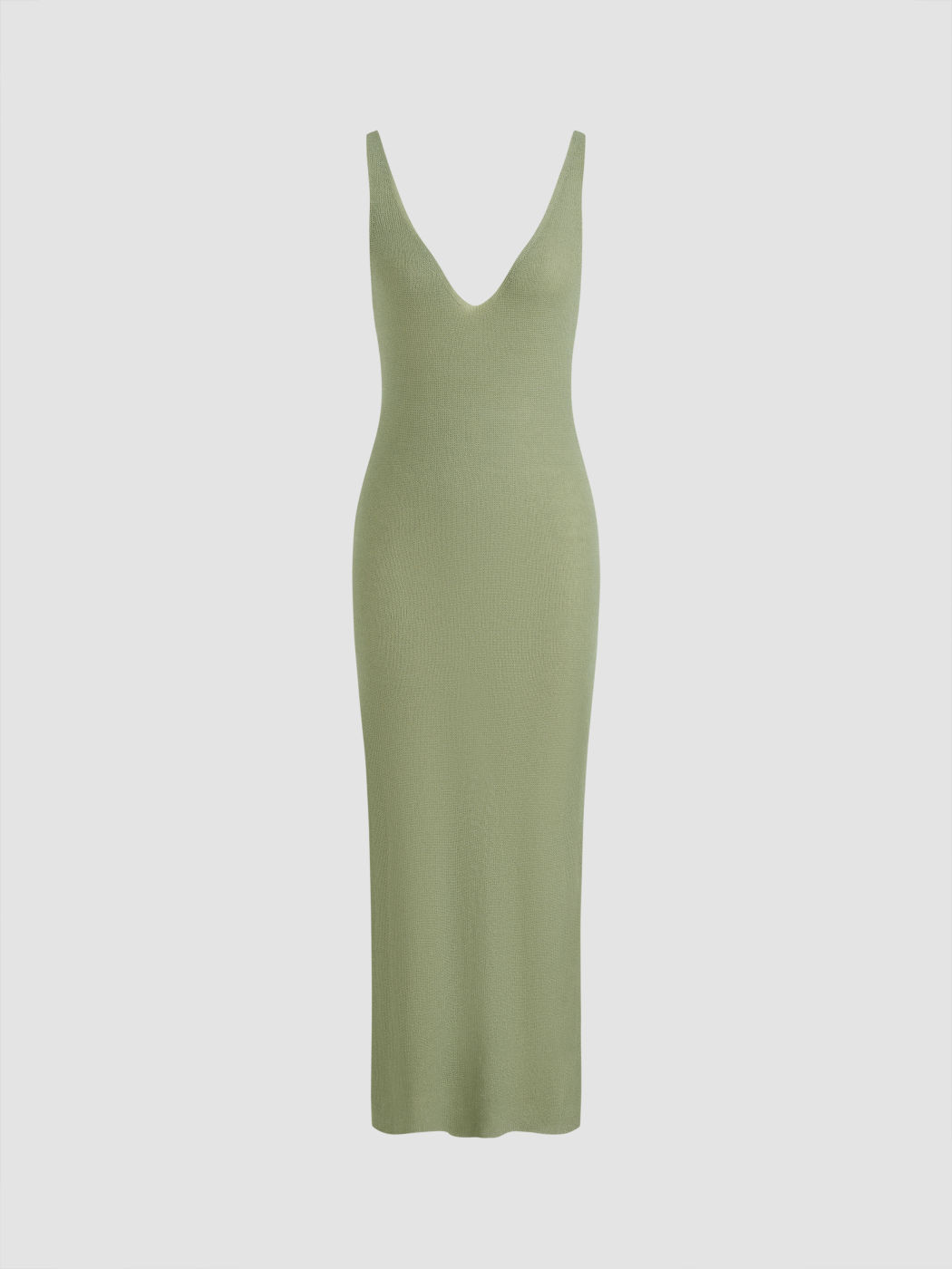 Strick V-Ausschnitt Einfarbig Cover-Up Maxikleid