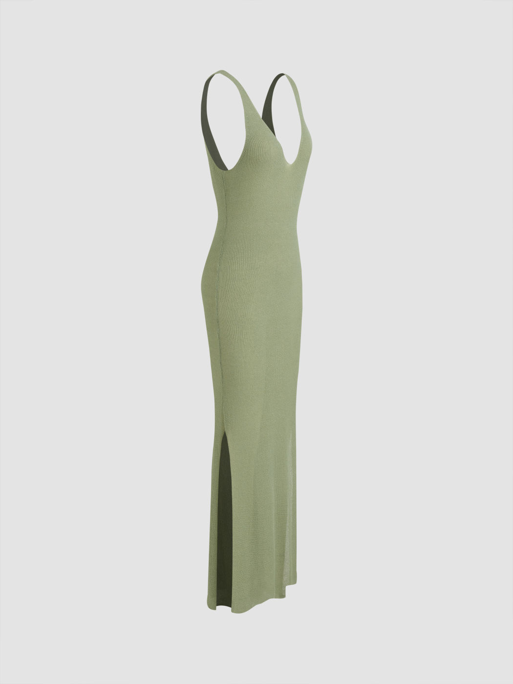 Strick V-Ausschnitt Einfarbig Cover-Up Maxikleid