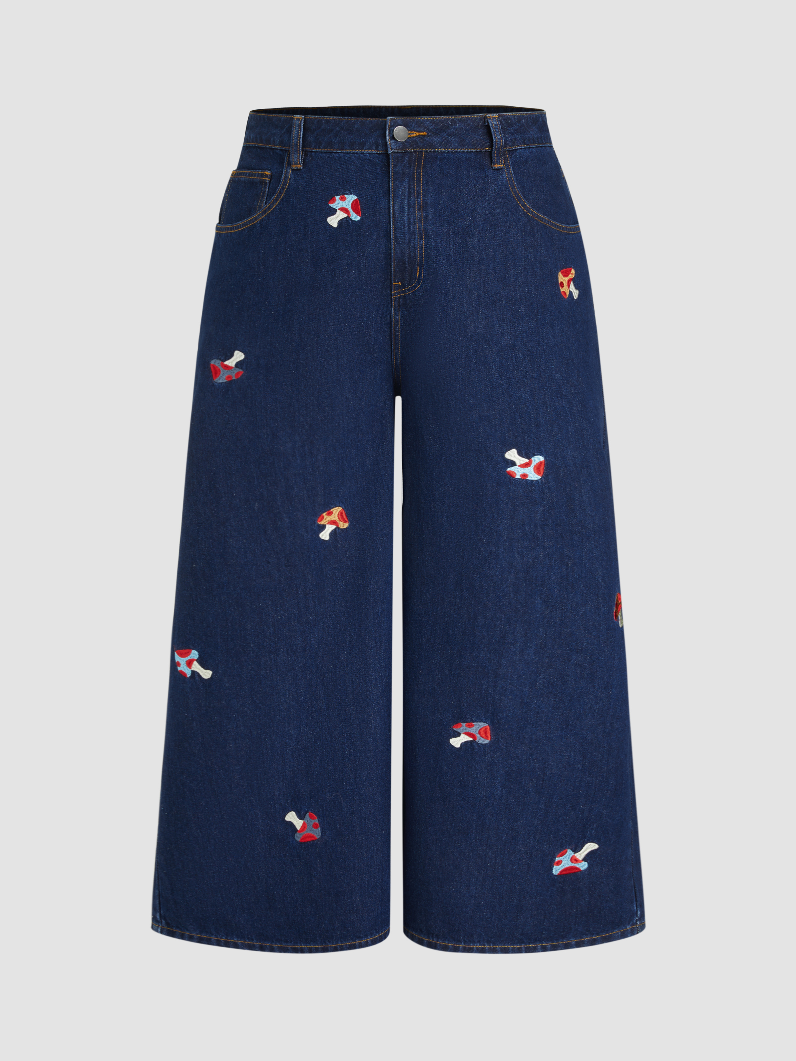 Denim Cider Denim Mid Rise Mushroom Embroidery Pocket Wide
