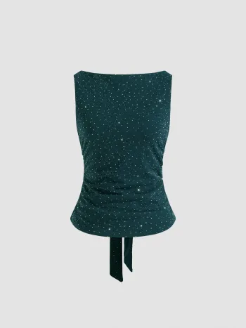 Bootsneck-Tank-Top mit Kristallknoten
