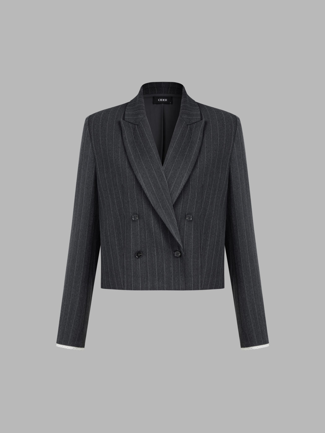 Double Breasted Notched Collar Striped Blazer