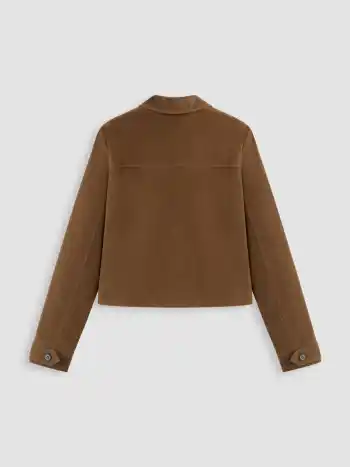 Suede Collar Zip Through Jacket