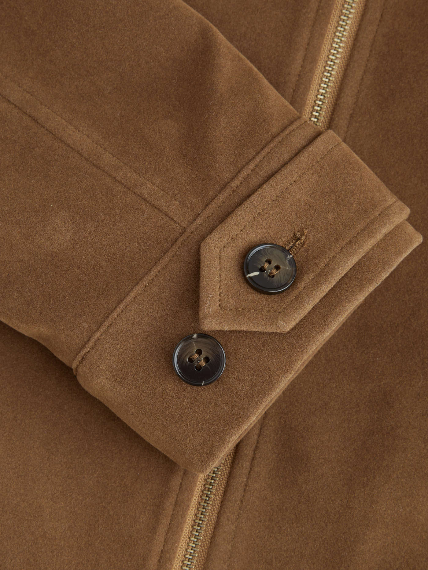 Suede Collar Zip Through Jacket