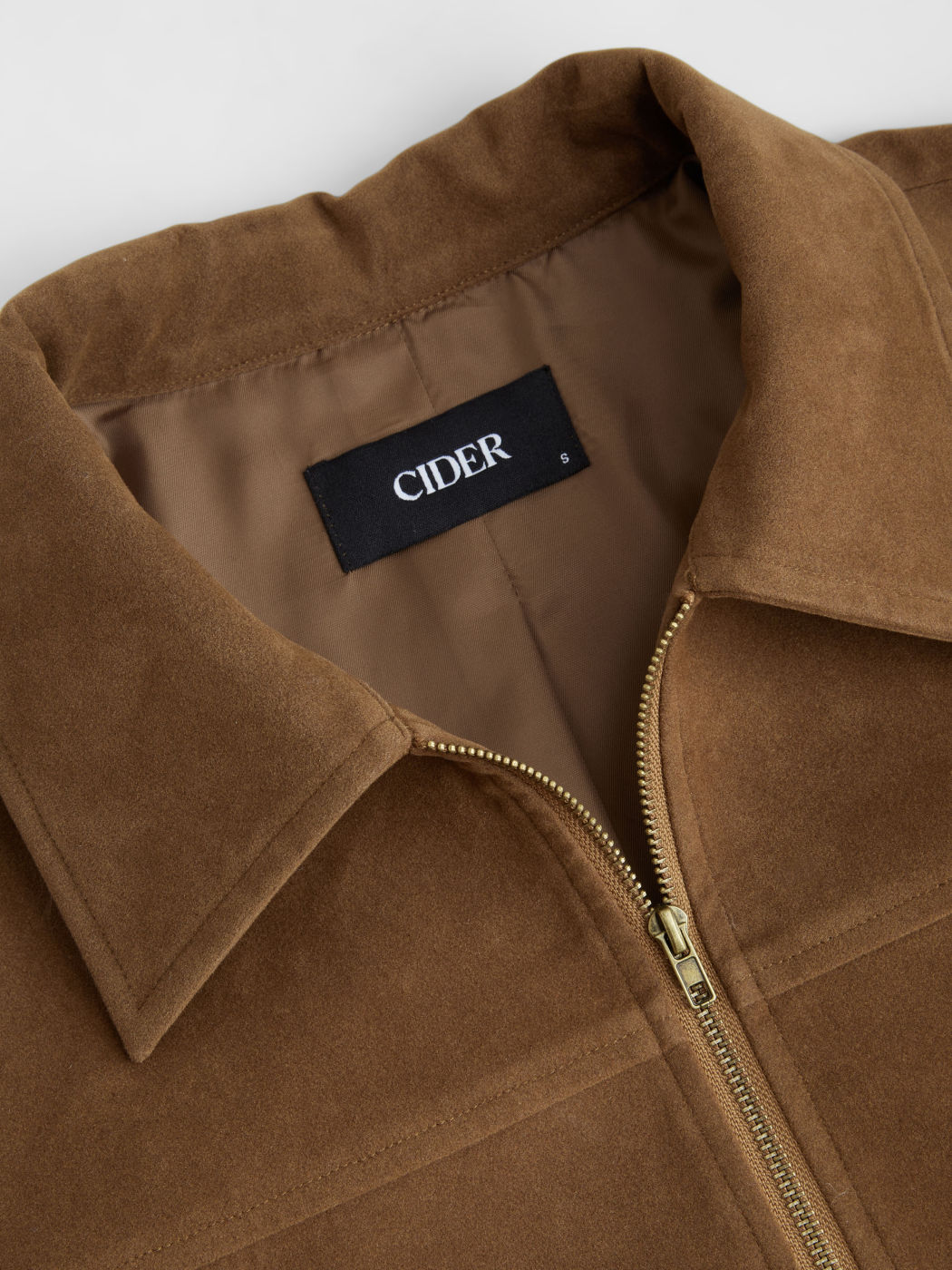 Suede Collar Zip Through Jacket