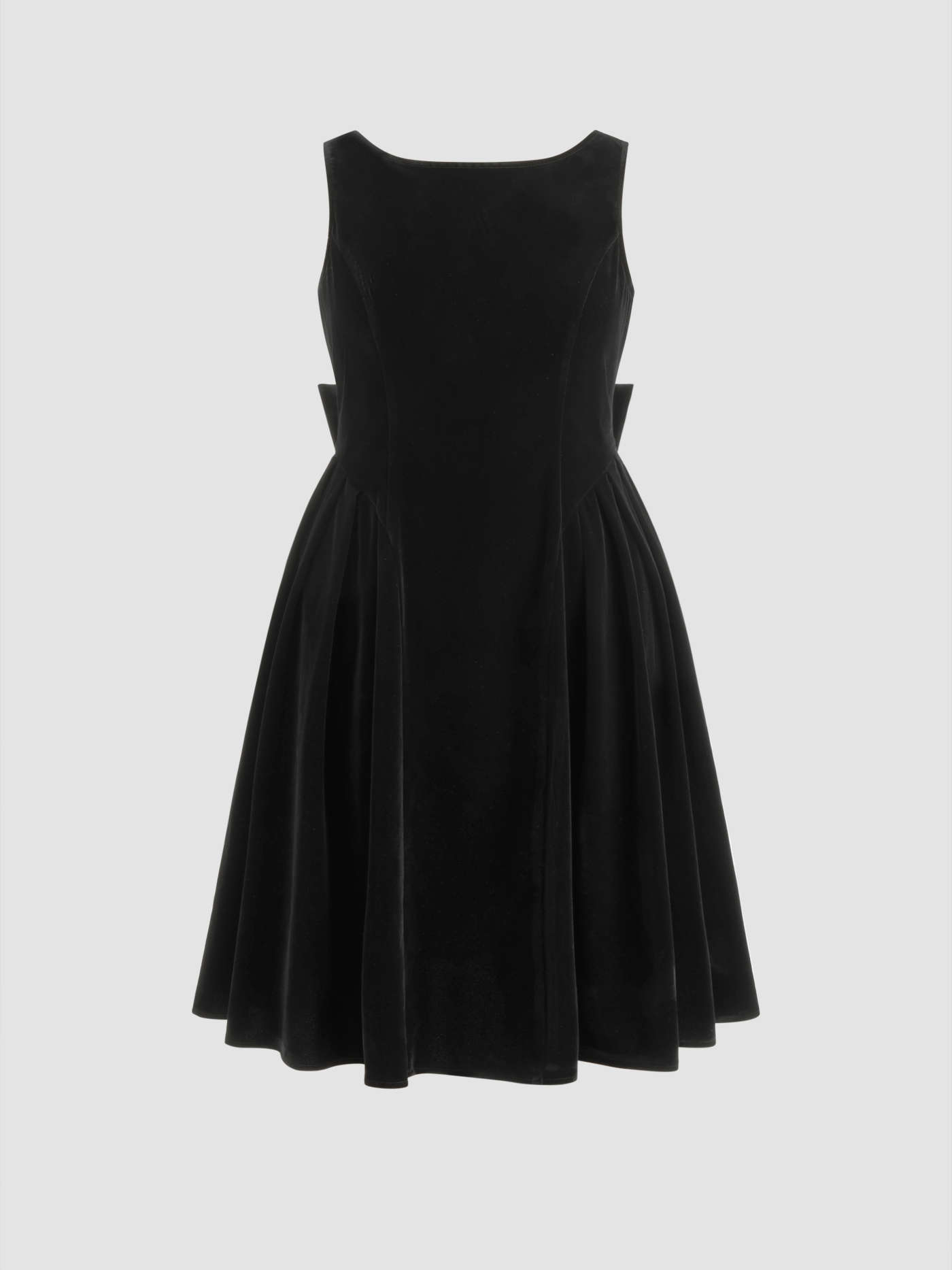 Velvet Boat Neck Bowknot Midi Dress