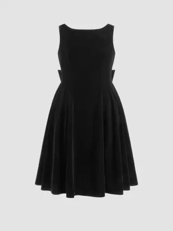 Velvet Boot-Neck Schleifen-Midikleider Kurve & Plus