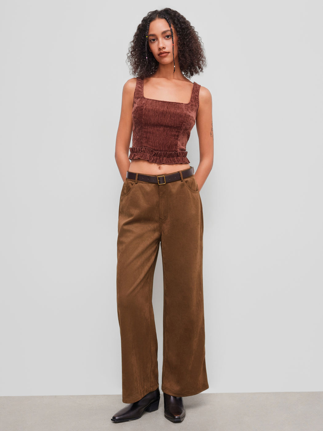 Quadratischer Ausschnitt Tanktop mit Rüschen