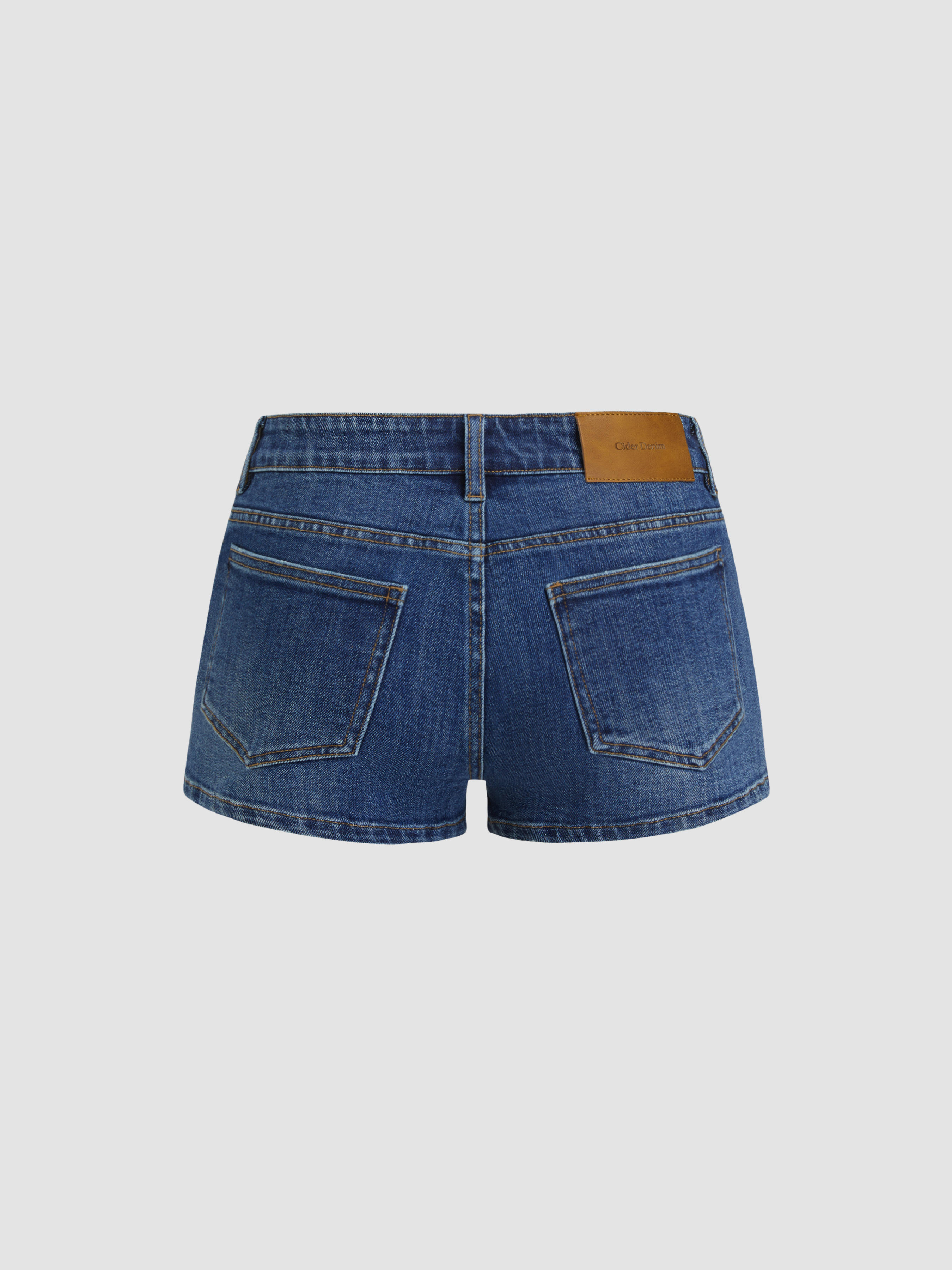 【Cider】ミッドライズ ポケット マイクロ デニム ショーツ denim denim shorts black denim skirt black denim shorts