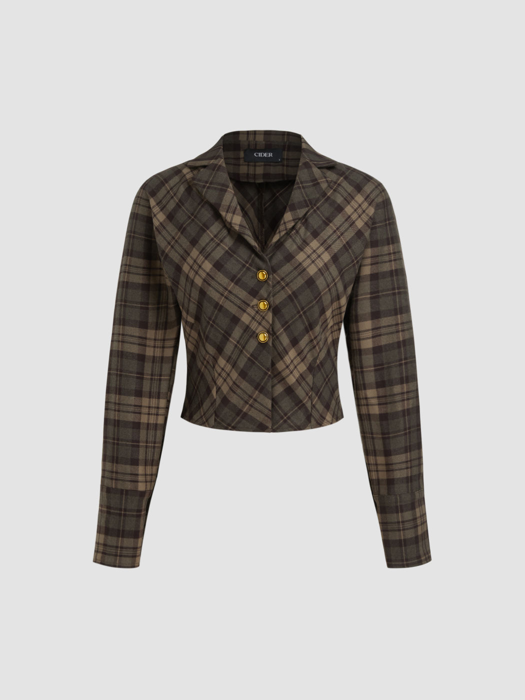 Giacca con colletto tartan in misto cotone