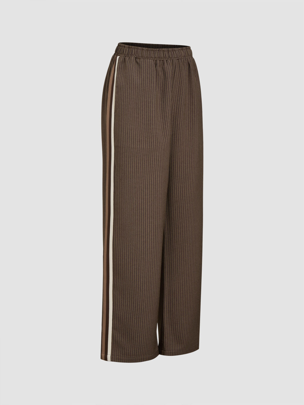 Mid Rise Checks Side Striped Wide Leg Trousers