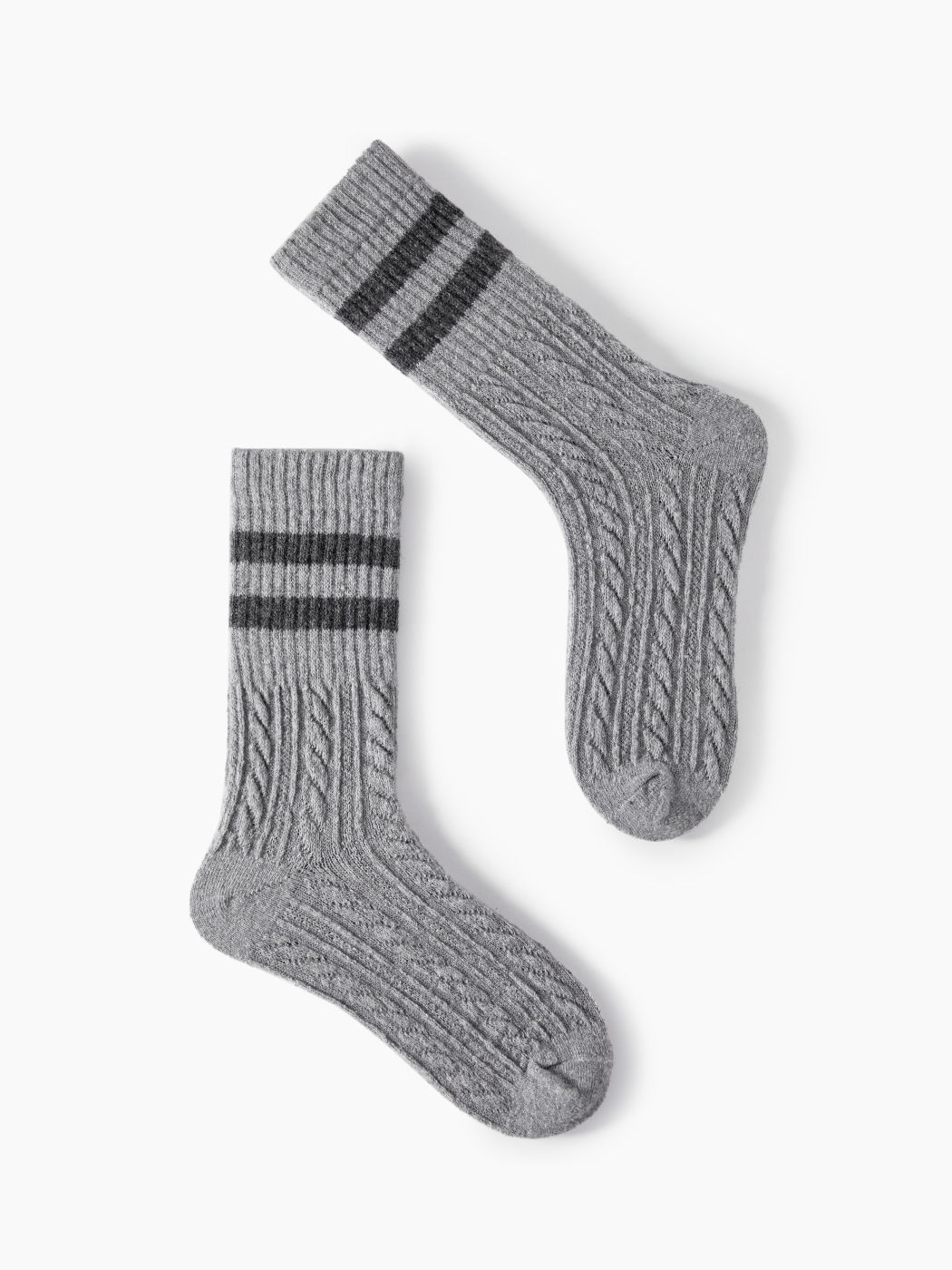 3 Paar Gestreifte Wollmischung Crew Socken