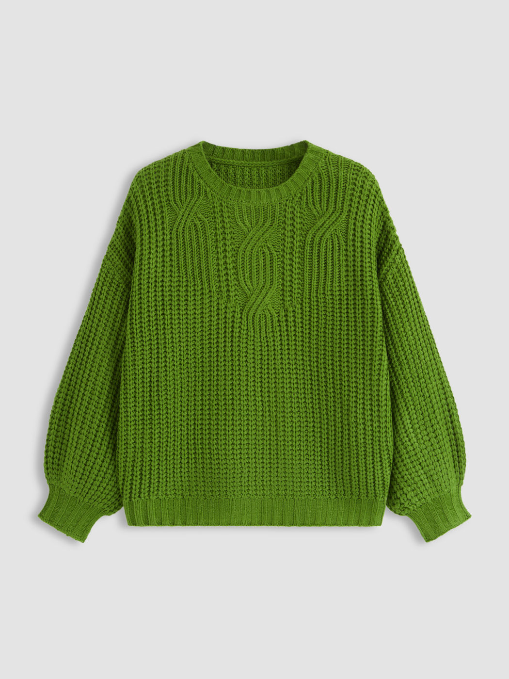 Cable Knit Round Neckline Oversized Sweater Curve & Plus