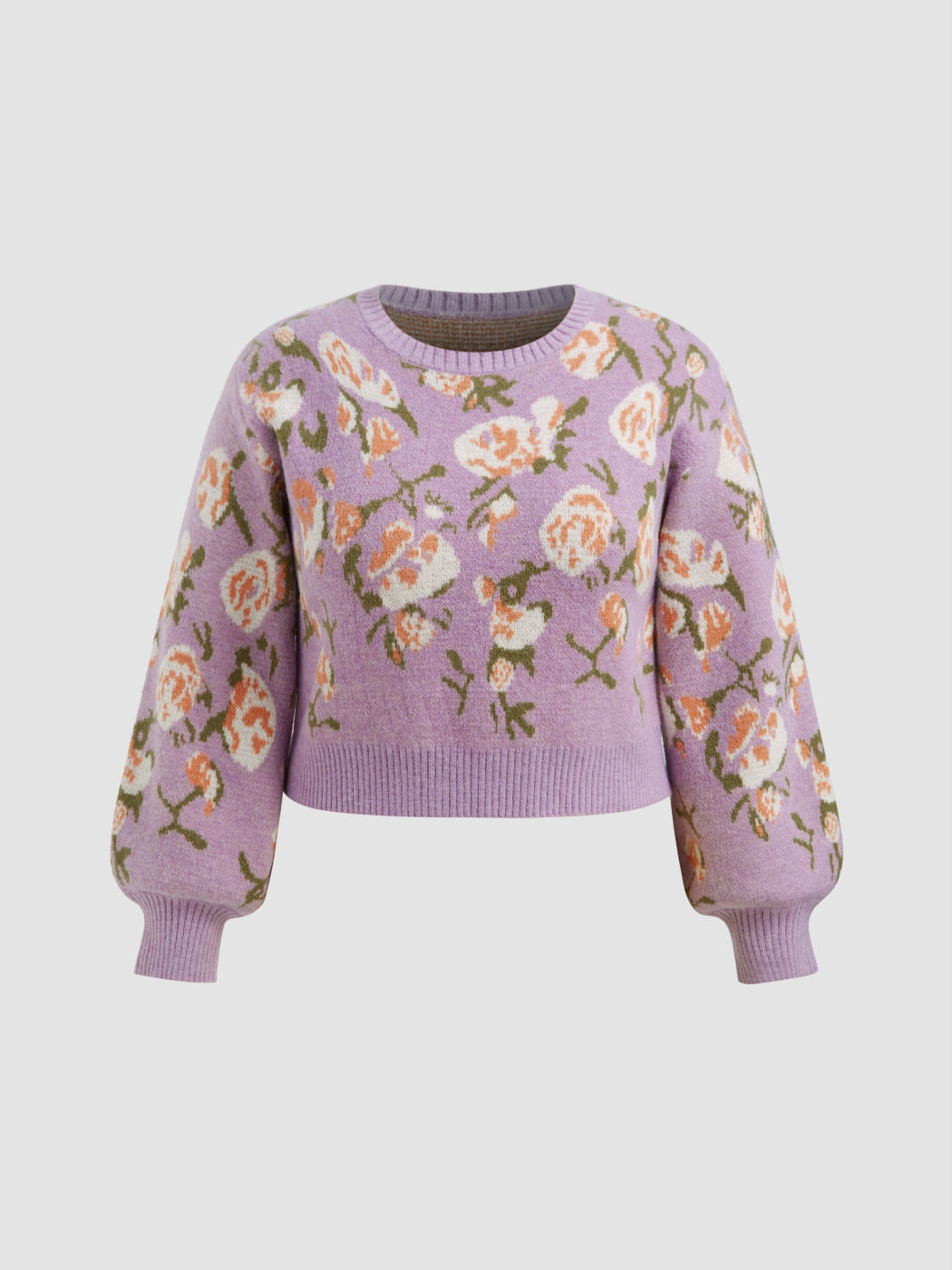 Knit Floral Crop Oversized Sweater Curve & Plus