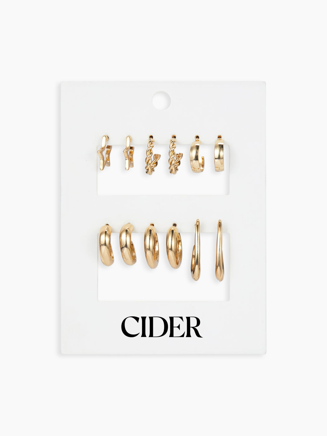 6 PAIRS STAR TWISTED HOOP EARRINGS SET