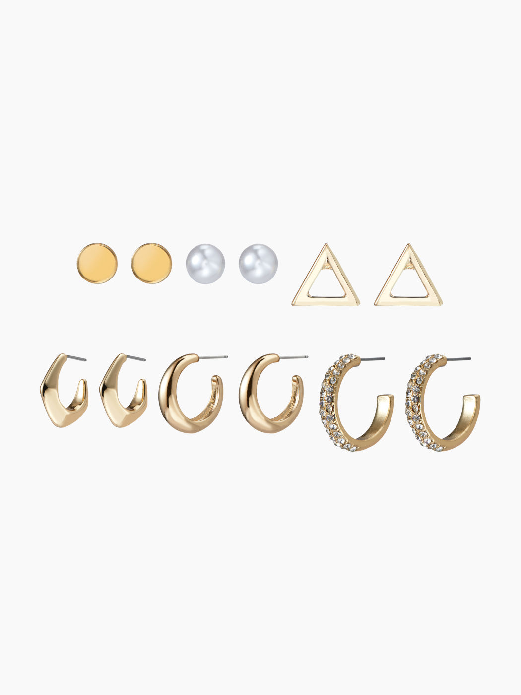6 PAIRS FAUX PEARL & ZIRCON & GEOMETRIC EARRINGS SET
