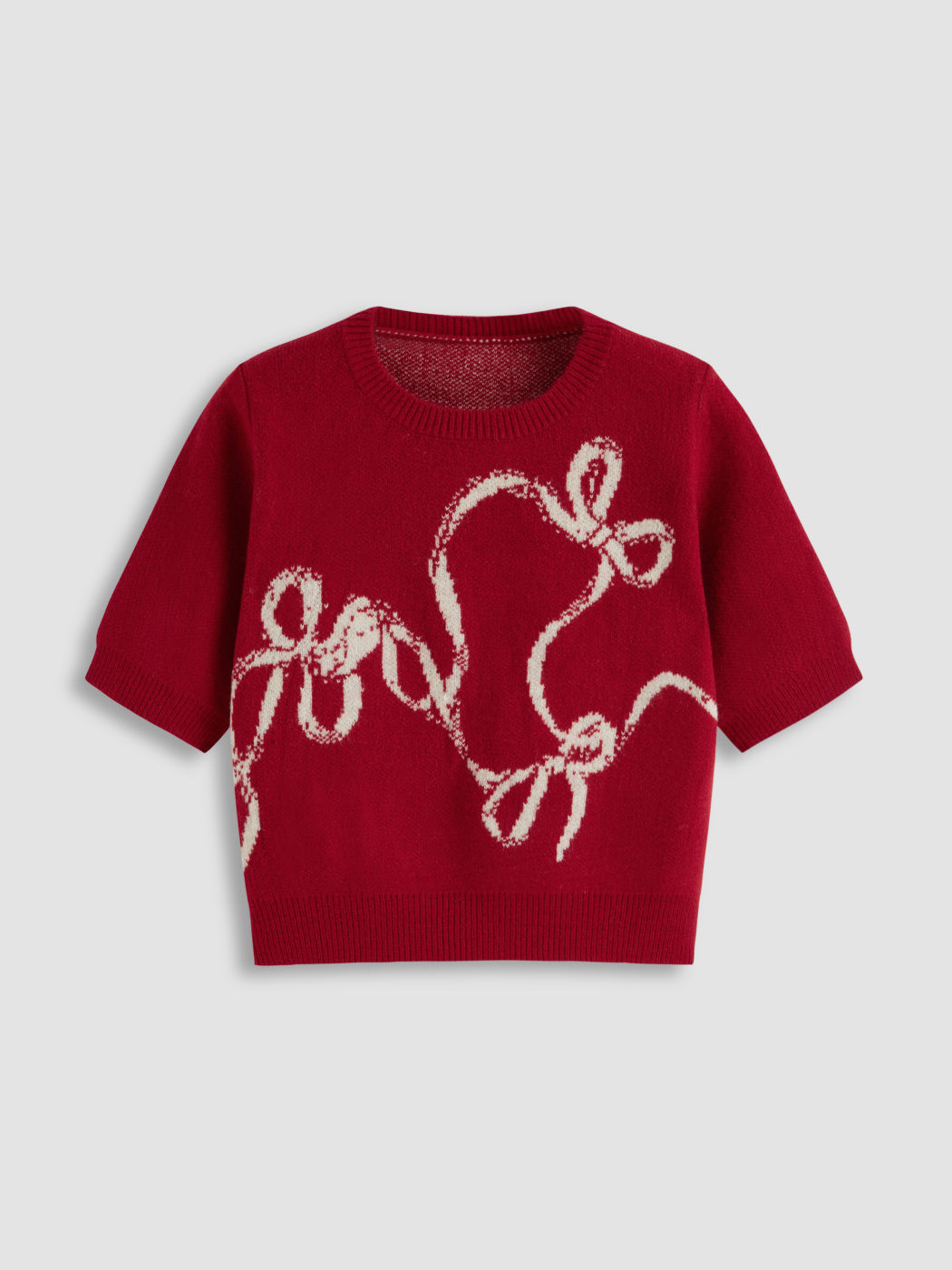 Strick-Bows Knot Oversized Kurzärmliges Oberteil