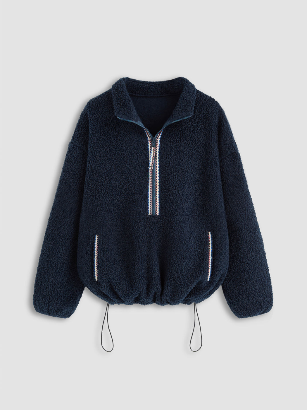 Fleece Stehkragen Kordelzug Oversized Sweatshirt