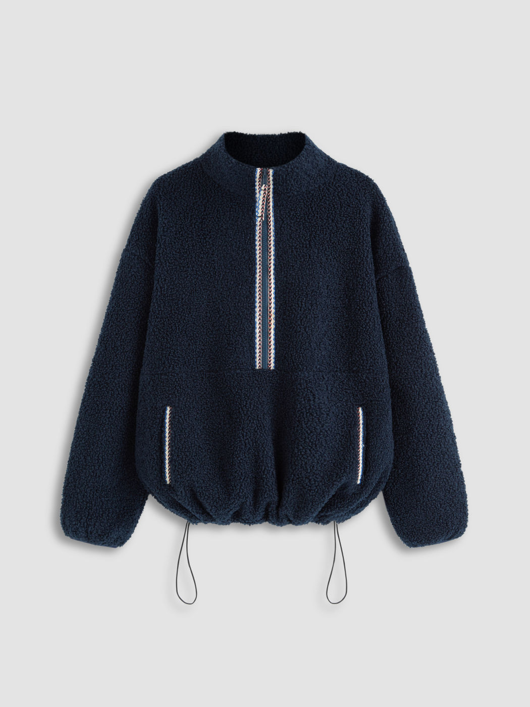Fleece Stehkragen Kordelzug Oversized Sweatshirt