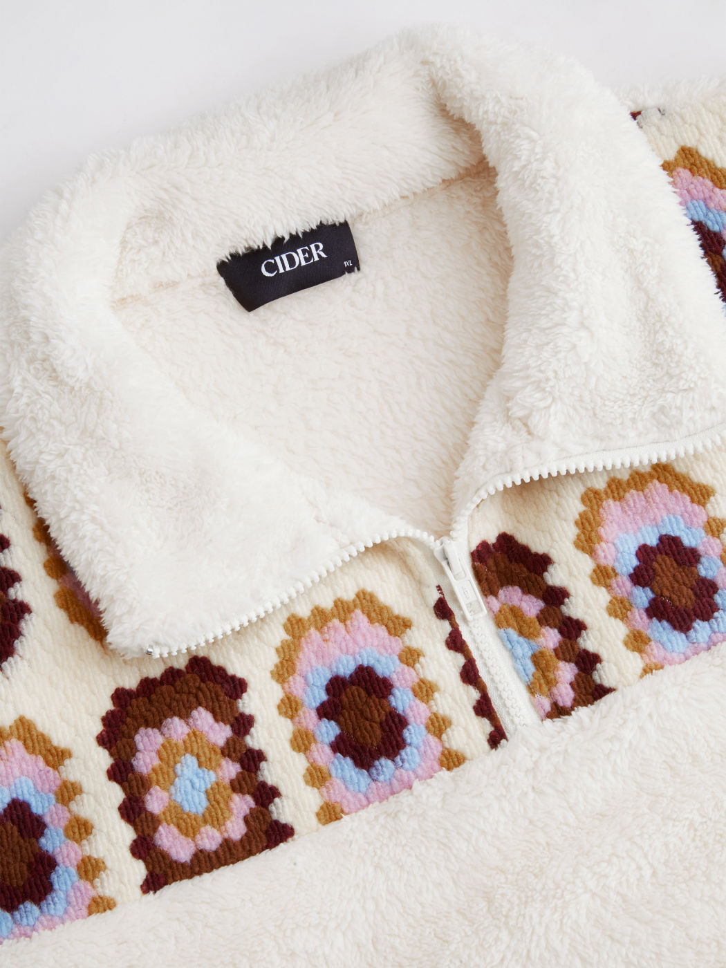 Fleece Aztec Drawstring Sherpa Jacket Curve & Plus