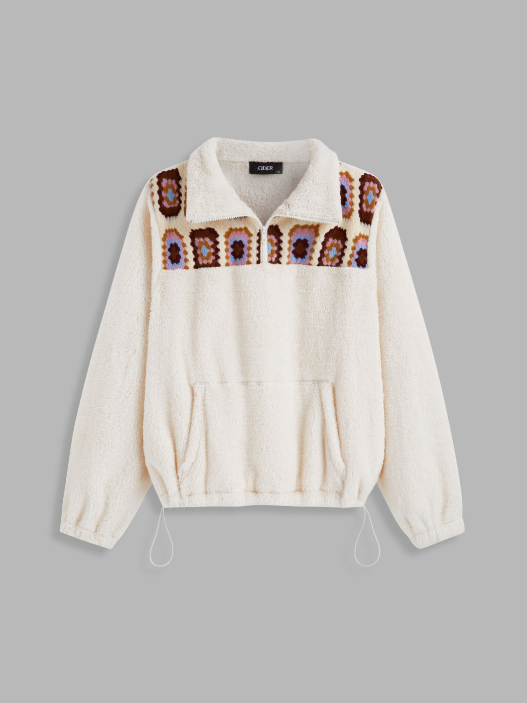 Fleece Aztec Drawstring Sherpa Jacket Curve & Plus