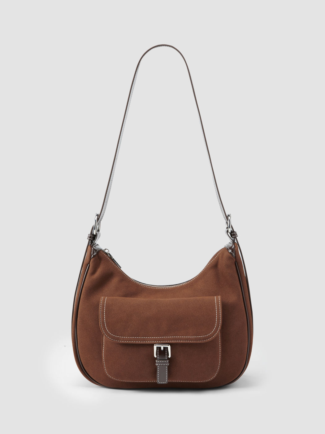 POCKET SUEDE SHOULDER BAG