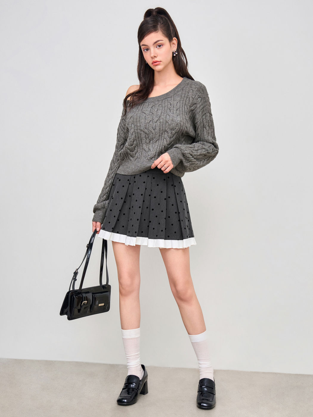 Mid-Rise Polka Dot Faltenrock Mini