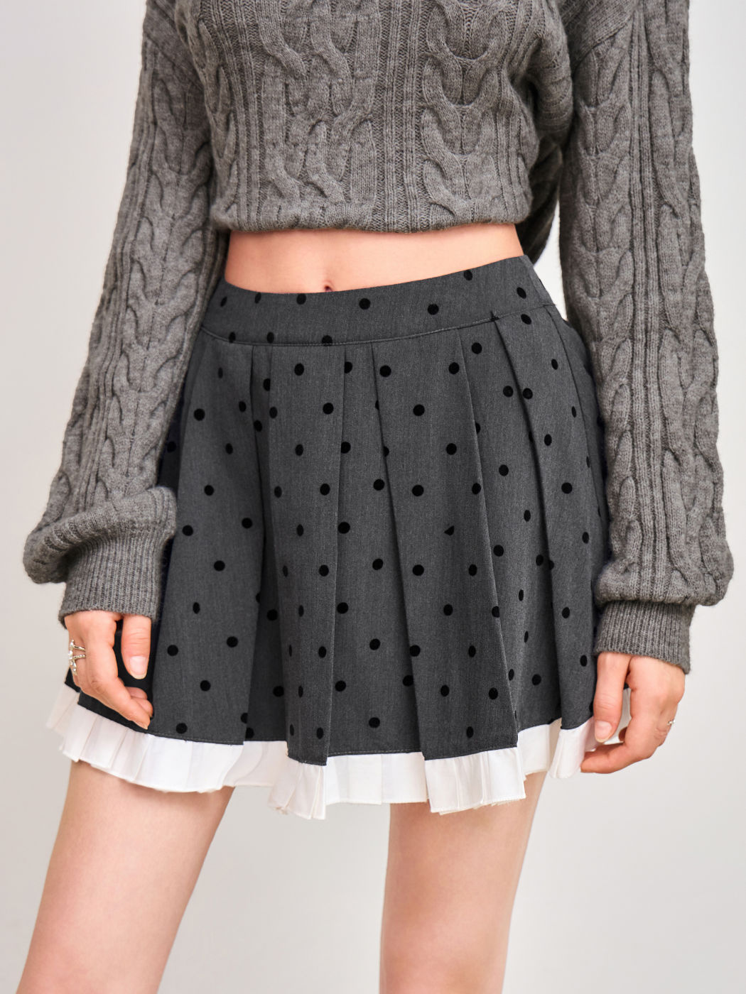 Mid-Rise Polka Dot Faltenrock Mini