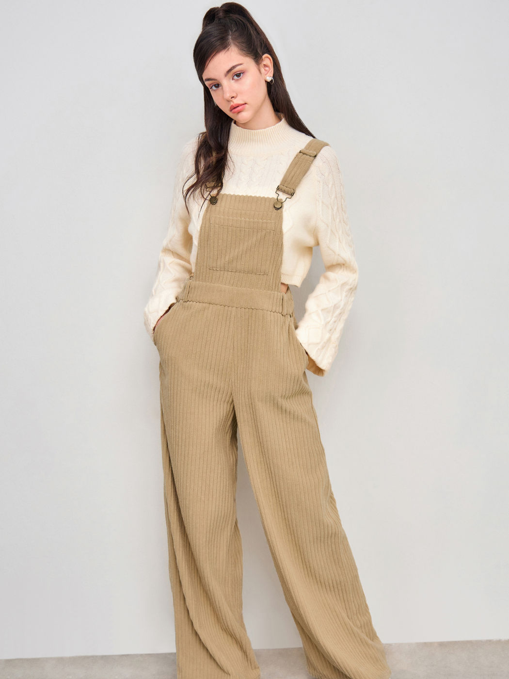 Corduroy Buckle Up Straight Leg Jumpsuit