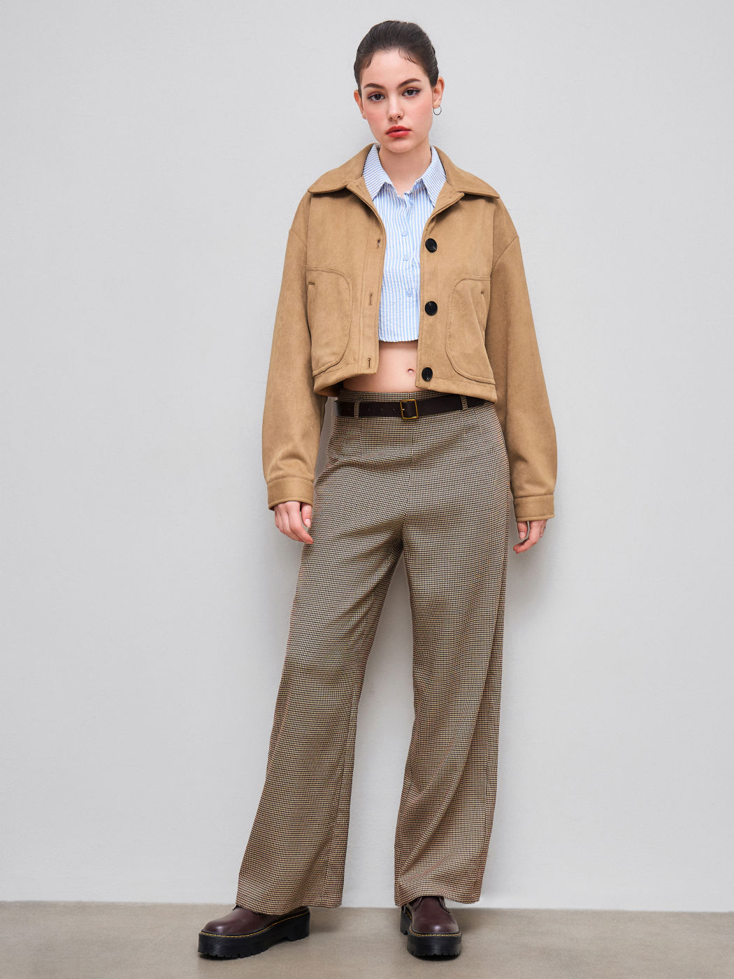 Wildlederkragen Oversized Borg Jacke