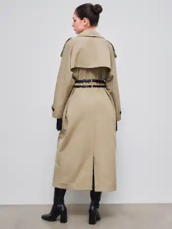 Collar Double Breasted Trench Coat With Belt