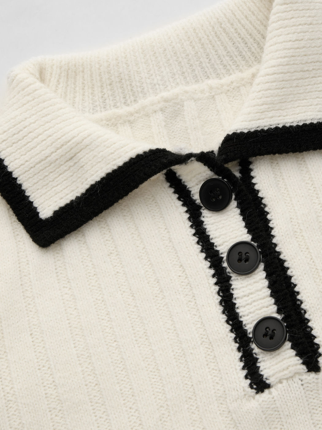 Knit Collar Contrasting Binding Lettuce Trim Mini Dress