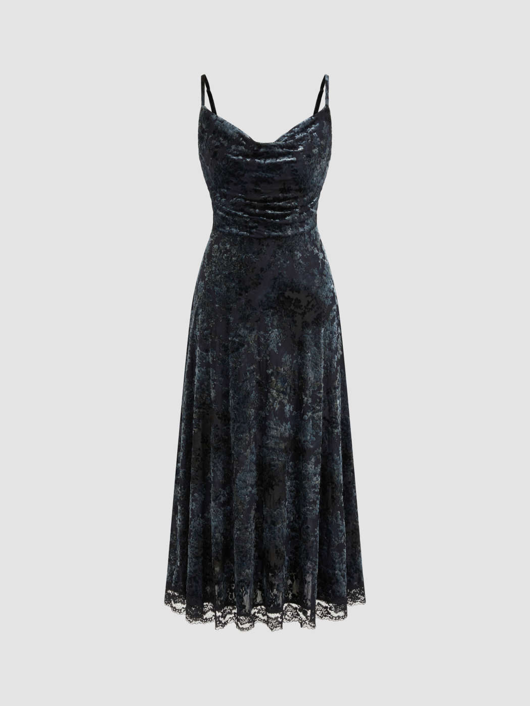 Velvet Velvet Cowl Neck Floral Lace Trim Maxi Dress For Date
