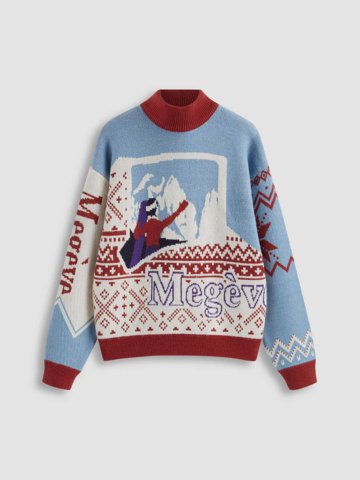 Ski Knit High Neck Graphic Oversized Sweater