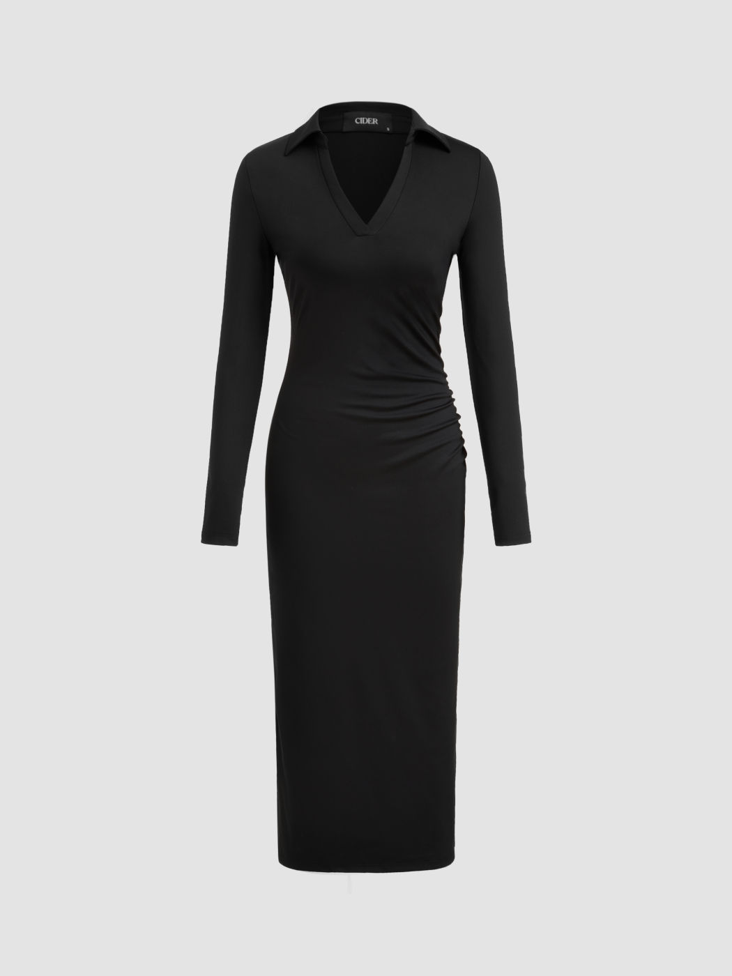 Jersey V-Ausschnitt Rüschen Maxikleid